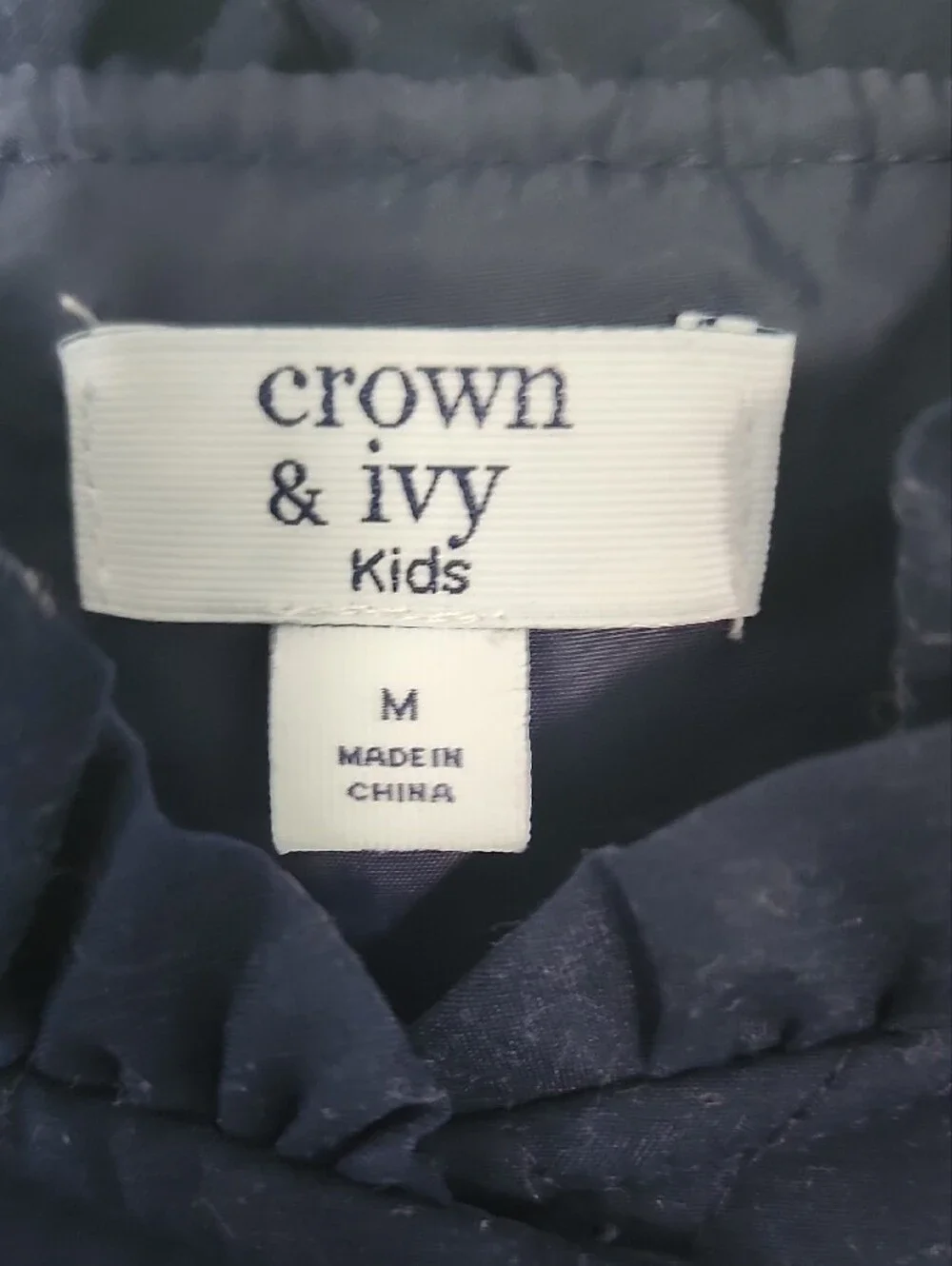 crown & ivy Navy Quilted Sleeveless Vest with Gold Buttons